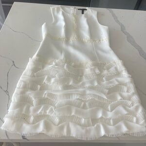 Ruffled Woman  Dress BCBG Max Azria ivory ruffle dress with lace details. S 4.
